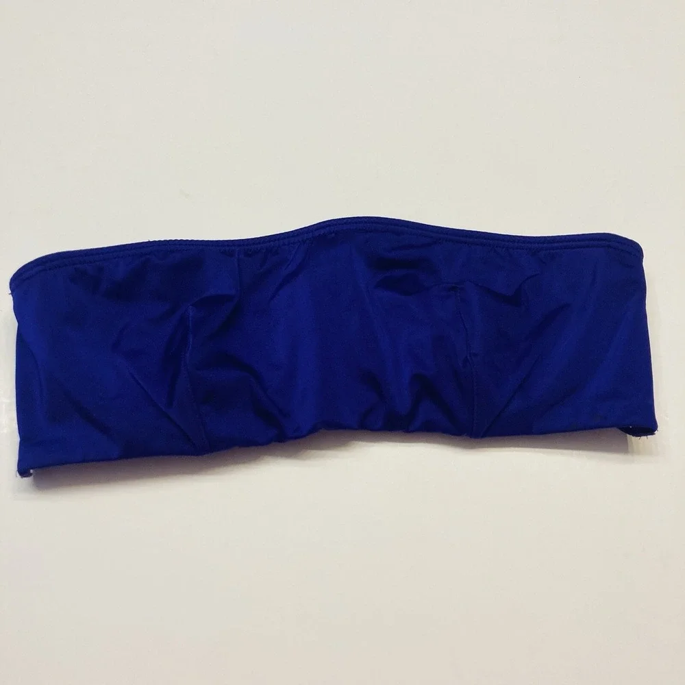 Victoria's Secret Bandeau Strapless Unlined Bra Women 34C Blue Strappy Cage Back